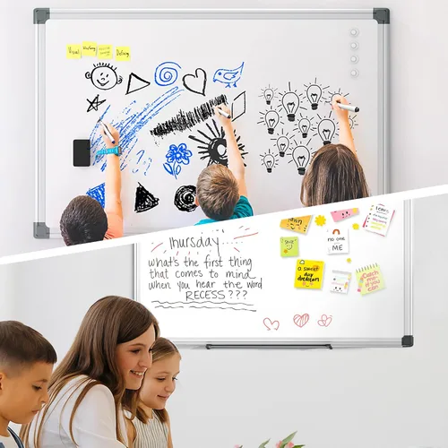 Miniatura 7 de Pizarra Blanca de 36"x24" para Pared, Pizarra de Borrado en Seco con Marco de Aluminio, Pizarra Blanca Magnética Colgante con 1 Borrador y 2