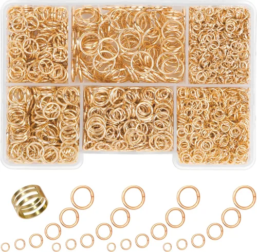 Miniatura 7 de 1400 anillos de salto de tamaño mixto para fabricación de joyas, llaveros, reparación de collares y manualidades de bricolaje, 0.157 in, 0.236 in