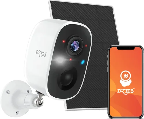 Dzees Cámara de seguridad con energía solar, WiFi inalámbrico para exteriores, cámara de visión nocturna a color 1080P, sistema de cámaras de