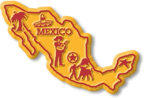Imán de mapa pequeño de México por Classic Magnets, recuerdos coleccionables de goma 3D estilo vintage y regalos fabricados en los Estados Unidos