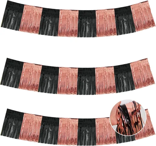 Miniatura 22 de BEISHIDA 3 Paquetes de Guirnalda de Flecos de Lámina Metálica Arcoíris Oscuro para Colgar en la Pared, Banderas de Oropiel para Halloween, Flotas