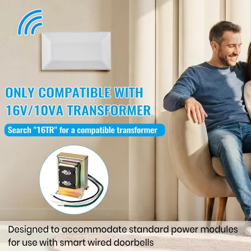 Miniatura 4 de Saillong Timbre de puerta con cable, 16 V 10 VA timbre de puerta delantera y trasera para pared del hogar, compatible con timbre y transformador