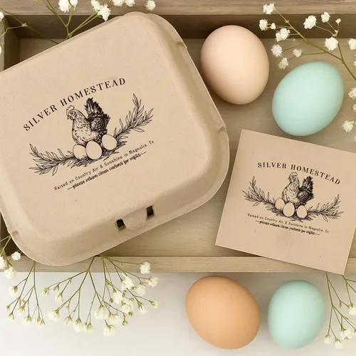 Miniatura 8 de KAINSY Sellos de cartón de huevos personalizados, sellos personalizados para cartón de huevos, 8 tamaños, sellos de goma de madera para cajas