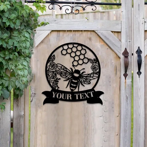 Miniatura 5 de MeMate Letrero de jardín para personalizar, letrero de granja de abejas, letrero de metal con nombre personalizado para amantes de las abejas