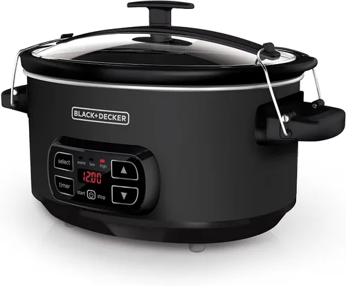 Miniatura 10 de Black + Decker Olla de cocción lenta digital de 6.6 L, SCD7007SSD, sonda de temperatura, Sous-Vide, tapa con bloqueo, olla de cerámica extraíble