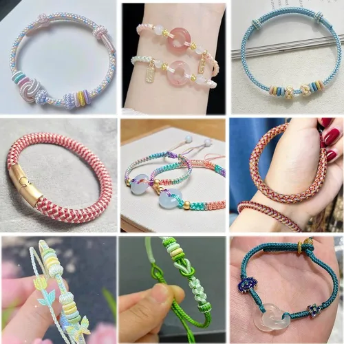 Miniatura 6 de Cuerda de seda torcida de poliéster de 0.039 in, 240 yardas, hilo de 3 capas para manualidades, macramé, colgantes, joyas, pulseras de la amistad