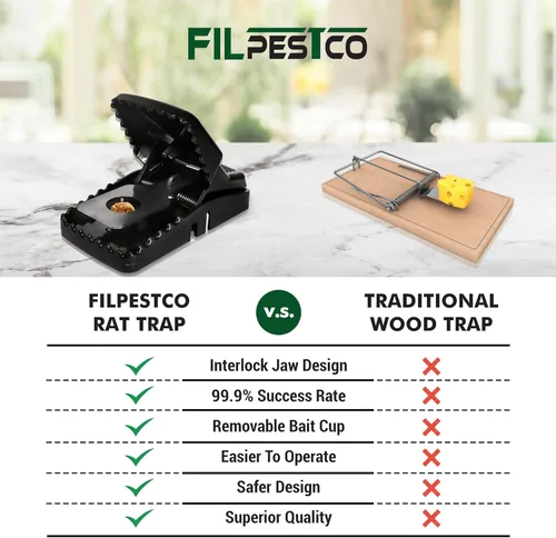 Miniatura 4 de Juego de 6 trampas de resorte para ratas extra grandes de grado profesional, trampa para ratones, trampa reutilizable, resistente para control