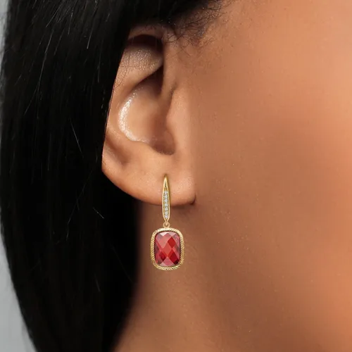 Miniatura 40 de Gem Stone King Aretes colgantes de plata de ley 925 con piedra natal y diamantes blancos cultivados en laboratorio de 4.60 quilates para mujer