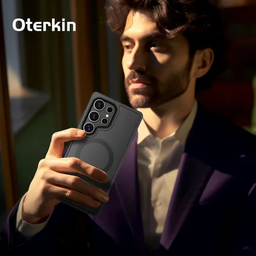 Miniatura 6 de Oterkin Funda magnética para Samsung Galaxy S24 Ultra mate, funda para teléfono S24 Ultra compatible con MagSafe, esmerilada, translúcida, a prueba