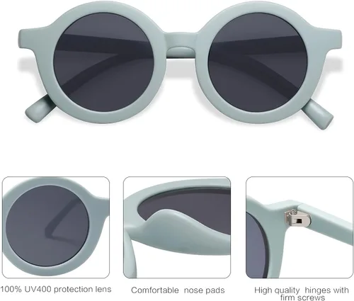 Miniatura 2 de SOJOS - Lentes de sol redondos polarizados para niños y niñas, protección ultravioleta 400 (UV400), lentes de sol para las vacaciones en la playa