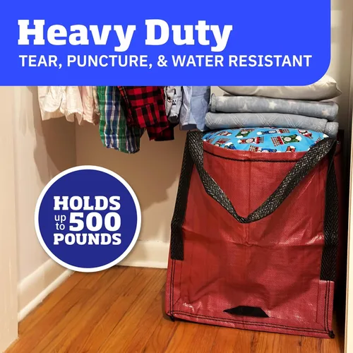 Miniatura 2 de DURASACK Bolsa de Almacenamiento Resistente de 22 Galones Tejida de Polipropileno, Diseño Autoportante Reutilizable, Soporta hasta 500 Libras, Rojo