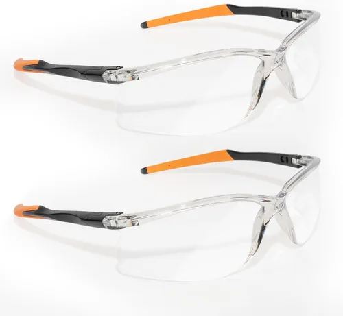 VICOGARD - Paquete de 2 lentes de seguridad transparentes de alta calidad para hombres y mujeres con lentes envolventes antivaho y resistentes a los