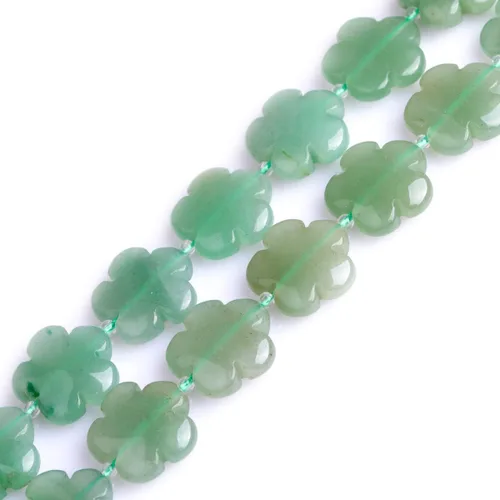Miniatura 29 de GEM-Inside - 26 cuentas semipreciosas de 0.594 pulgadas (0.591 in) con diseño de flores de plantas naturales de África Bood Jasper para hacer joyas