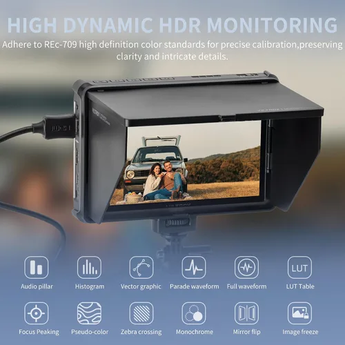 Miniatura 5 de VILTROX Monitor de campo de cámara de 7 pulgadas, monitor de cámara táctil de 7 pulgadas, monitoreo de video Full HD 1920x1080, Lut 3D, desfile RGB