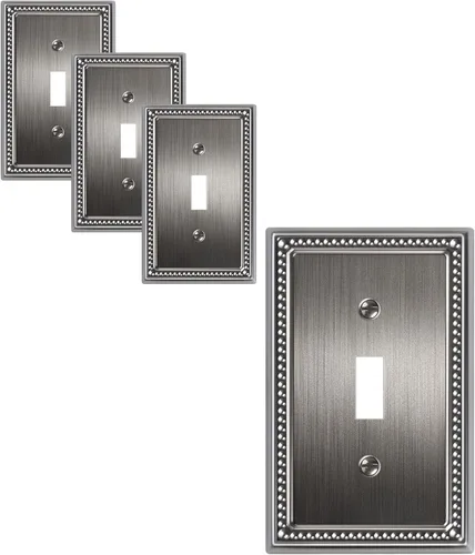 Miniatura 67 de Paquete de 4 placas de cubierta para interruptor de luz de palanca individual, cubiertas decorativas de perlas, placa de pared de metal almendra