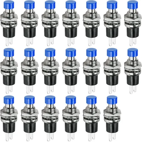 Miniatura 10 de Ampper Mini interruptores momentáneos de botón, 2 pines de encendido y apagado 1A, 250 V, CA, 0.276 in, redondo, SPST, interruptor de botón Negro