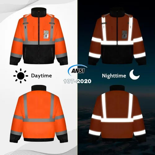 Miniatura 4 de Chaquetas de seguridad de alta visibilidad con bolsillos para hombres y mujeres, abrigos reflectantes de construcción para clima frío, impermeable