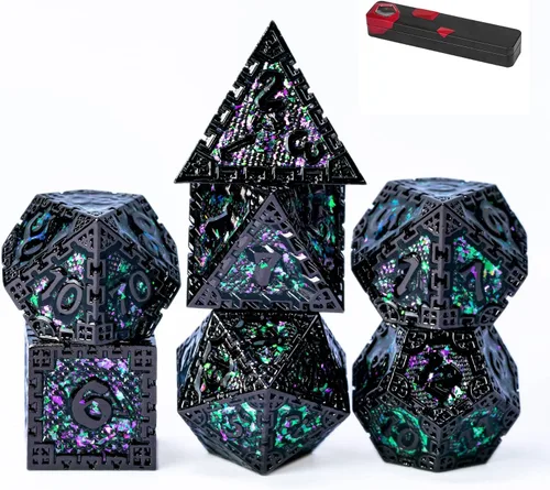 Miniatura 14 de UDIXI Juego de dados de metal de 7 troqueles, juego de dados poliédricos DND para juegos de rol y otros juegos de mesa (cobre antiguo)
