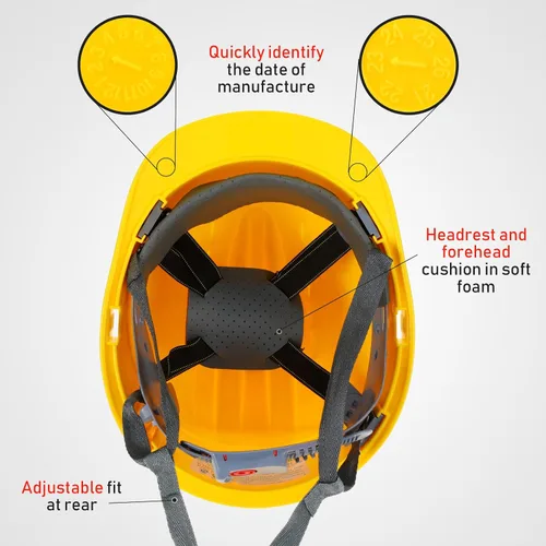 Miniatura 4 de Leumoi Cascos de seguridad de suspensión de 4 puntos, cascos de seguridad a granel, cascos de construcción de ABS, cascos de trinquete ajustables