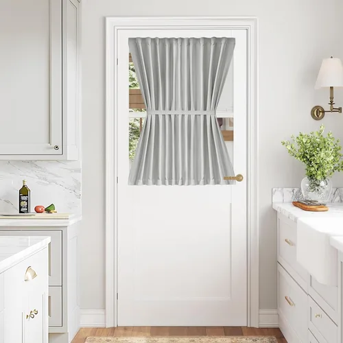Miniatura 50 de Vatge - Cortinas autoadhesivas para puerta francesa, tratamiento de ventana con filtro de luz sin varillas ni perforaciones para puertas de cristal