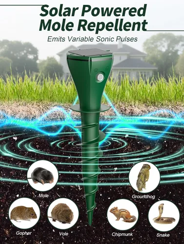 Miniatura 2 de Mole Repellent Solar Powered for Lawns,Waterproof Gopher & Groundhog Repellent with Variable Sonic Vbration,Easy Twist Stakes for Yard & Garden,Get