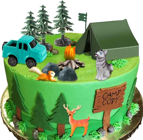 Miniatura 6 de 16 decoraciones para tartas de campamento, decoración de tartas junto a la hoguera, bosque, decoración para tartas para niños, camping, fiesta