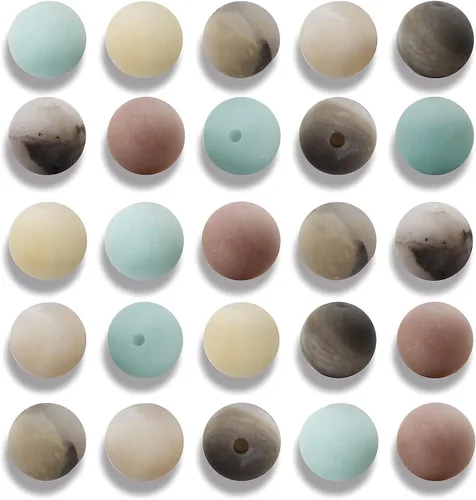 Miniatura 43 de 100 cuentas de jade birmano liso natural de 0.236 pulgadas (0.236 in), cuentas redondas sueltas de piedras preciosas para fabricación de joyas
