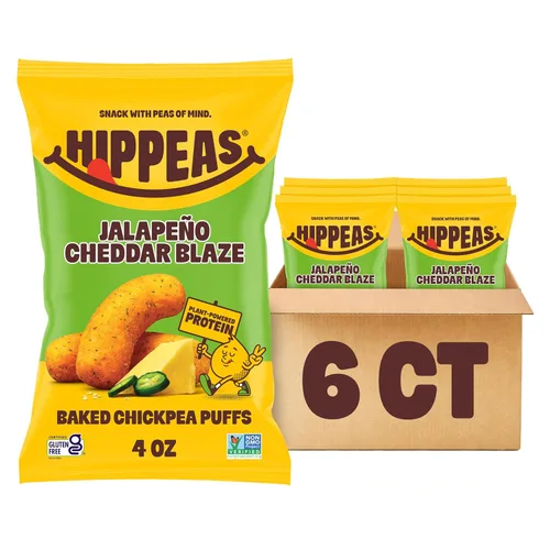 Miniatura 11 de Hippeas Puffs de garbanzos, todo disfrazado, 6 bolsas de 4 onzas, bocadillos de garbanzos crujientes horneados con 0.11 onzas de proteína vegetal