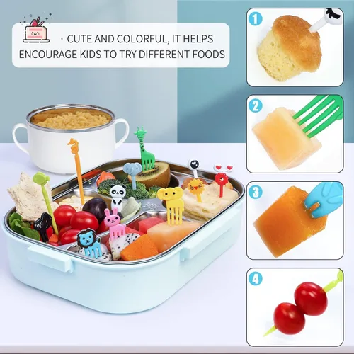 Miniatura 5 de 150 piezas de púas de comida animal para niños, Vicuna R divertidas púas de comida para niños para accesorios de caja bento, palillos de dientes