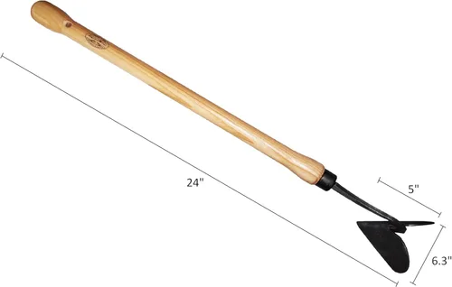 Miniatura 2 de DeWit Drop Grip Hand Arado – Herramienta de jardín holandés, mango de madera de fresno, agarre de doble bombilla, 22.4 pulgadas de longitud, mini