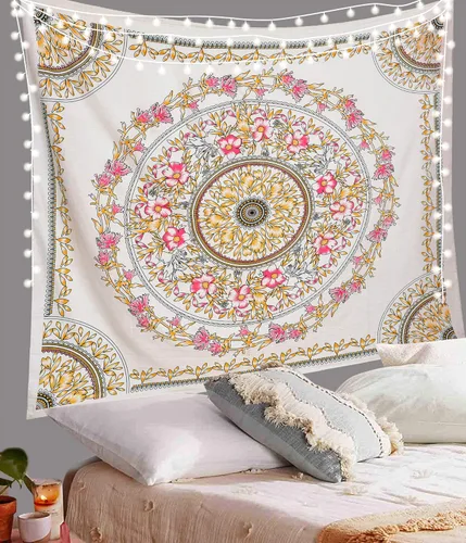 Miniatura 8 de ANJANIYA Tapiz floral para colgar en la pared, tapiz indio, decoración de dormitorio, tapiz de mandala, hippy, arte de pared psicodélico, hippie