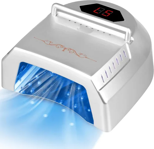 Lámpara de uñas LED UV profesional, lámpara de uñas inalámbrica de 72 W con ventilador, luz LED para uñas de gel, secadora de uñas con 45 cuentas,