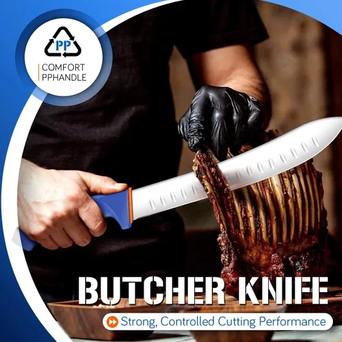 Miniatura 8 de DRAGON RIOT Cuchillo para romper carnicero de alta calidad, cuchillo de cimro curvo de 10 pulgadas, cuchillo de carnicero para cortar carne