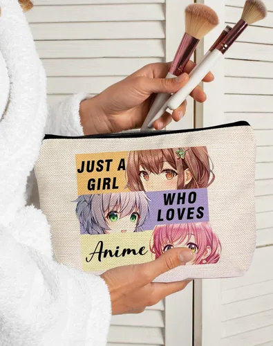 Miniatura 3 de Bolsa de maquillaje para fanáticos del anime, regalo para amantes del anime, Just A Gl Who Loves Anime, bolsa de cosméticos de viaje para mujeres