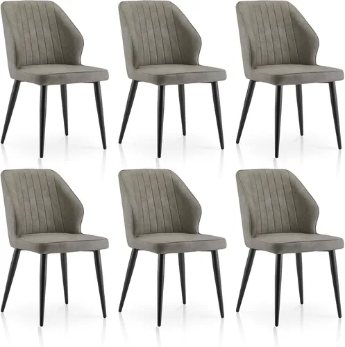 Miniatura 13 de TUKAILAi Juego de 2 sillas de comedor modernas, tapizadas de piel sintética con respaldo curvado y patas de metal, cómodas sillas laterales