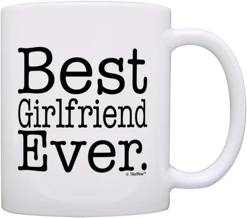 ThisWear Regalo de cumpleaños para novia, mejor novia, regalo de 11 oz, taza de café de cerámica, taza de té, color blanco