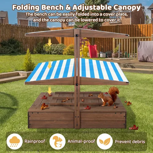 Miniatura 4 de Caja de arena de madera para niños con identificación, caja de arena con caja de almacenamiento de juguetes, equipo de juego para niños, forro