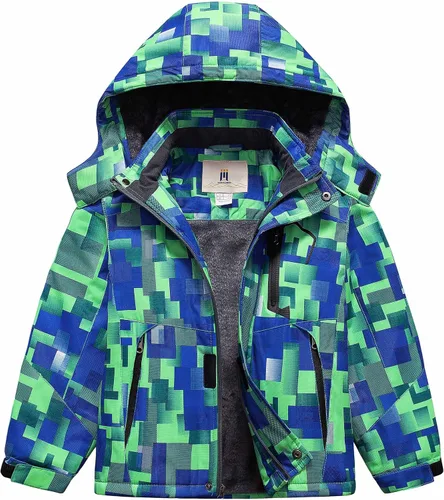 Miniatura 21 de CREATMO US Chaqueta de esquí impermeable para niño, abrigo de nieve cálido para invierno, resistente al viento, chaqueta de lluvia para snowboard