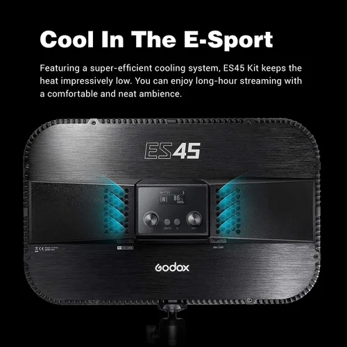 Miniatura 5 de Godox ES45 Luz Clave, luz de vídeo LED con soporte de escritorio extensible, ajuste de brillo del 0-100% y temperatura de color de 2800-6500k