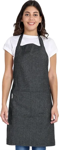 Miniatura 10 de Delantal de chef, delantal de cocina de algodón reciclado con un cuello ajustable con lazos largos, para cocinar, hornear