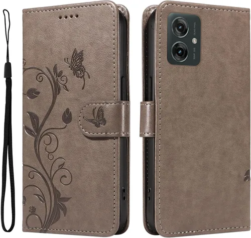 Miniatura 125 de Funda para Motorola Moto E22/E22i, piel sintética, con tarjetero y correa para la muñeca, a prueba de golpes, funda magnética para Motorola Moto Rojo