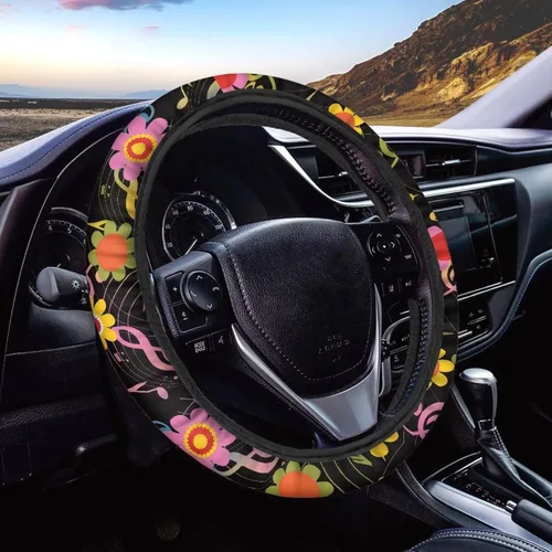 Miniatura 36 de Funda de volante de 15 pulgadas, naranja, para automóvil - Fundas de volante de auto de Batimóvil, accesorios de Halloween, de neopreno, Murciélago