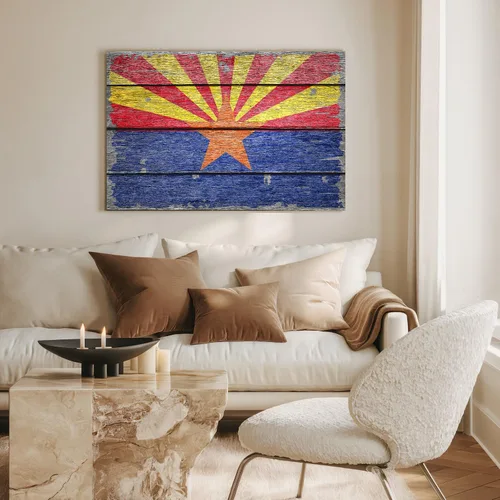 Miniatura 3 de DECORARTS - Arte de pared rústico de la bandera del estado de Arizona, fabricado en Estados Unidos, impresión de lienzo giclée de archivo, lienzo