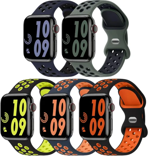 Miniatura 18 de 5 Pack de Correas Deportivas Compatibles con Apple Watch de 44mm 45mm 46mm 42mm 41mm 40mm 38mm 49mm para Hombres Mujeres, Correa de Muñeca