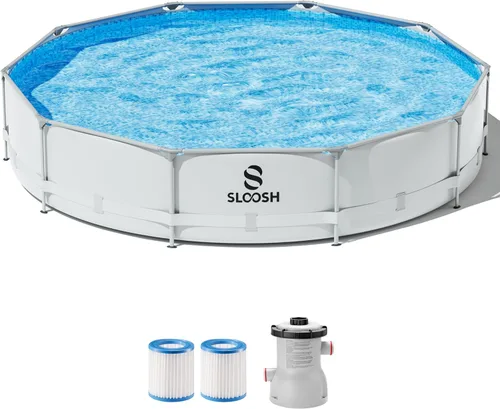 SLOOSH Piscina redonda sobre el suelo, 10 pies x 30 pulgadas, marco redondo para exteriores sobre el suelo, conjunto de piscina para niños y adultos