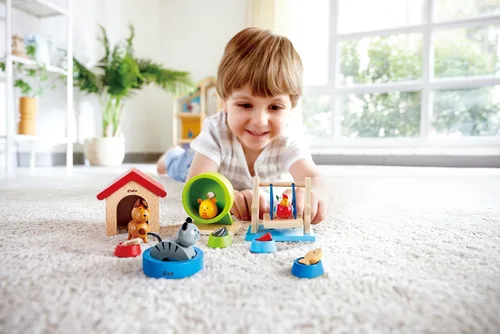 Miniatura 7 de Hape Juego de animales de madera para casa de muñecas de mascotas y familias 2