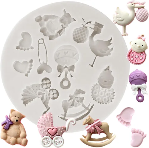 Miniatura 11 de Ropa de bebé Moldes de fondant de silicona para decoración de pasteles Decoración de cupcakes Candy Chocolate Gum Pasta Polímero Arcilla Estilo b