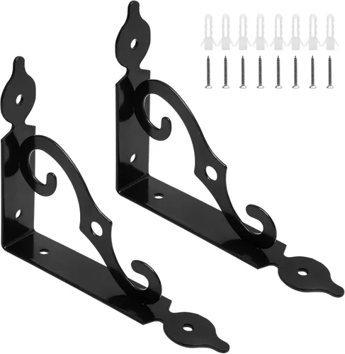 Miniatura 10 de Luomorgo 10 soportes decorativos en L para estantes, montaje en pared, en forma de L, soporte flotante para estante de metal resistente, soporte