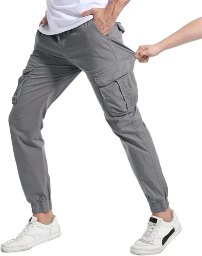 Miniatura 2 de LEPOAR Pantalones cargo de senderismo para hombre, ajustados, elásticos, ligeros, casuales, con bolsillos, cintura con cordón