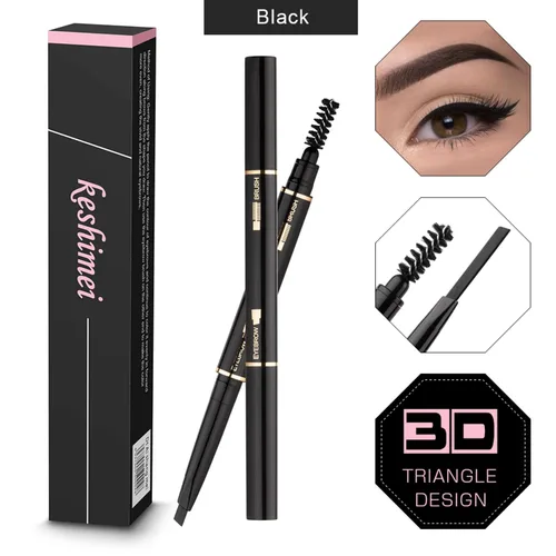 Miniatura 2 de Lápiz de cejas 2 paquetes, lápiz de cejas impermeable a prueba de manchas con cepillo para cejas, kit automático de maquillaje para cejas, negro